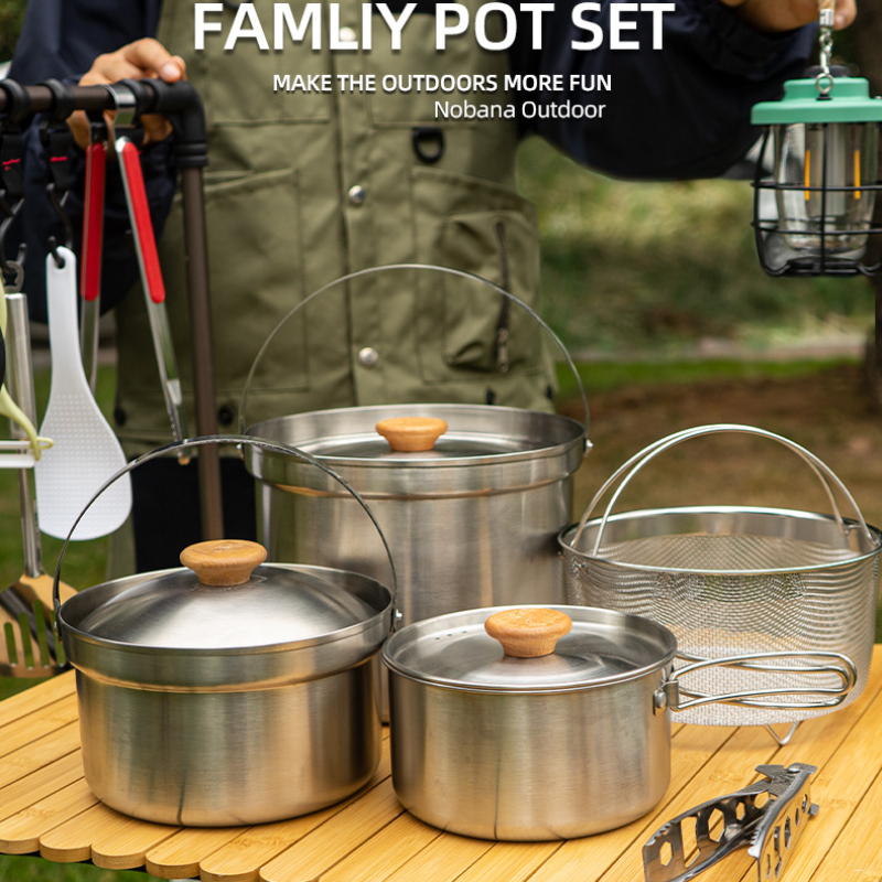 Camping Equipment,Outdoor Camping Pots And Pans Set 2PCS Camping Cookware