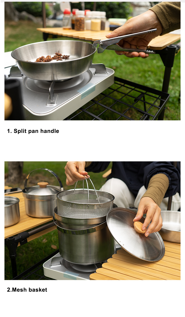 Nobana Outdoor Stainless Steel Pot Set Camping Family Pot - Temu