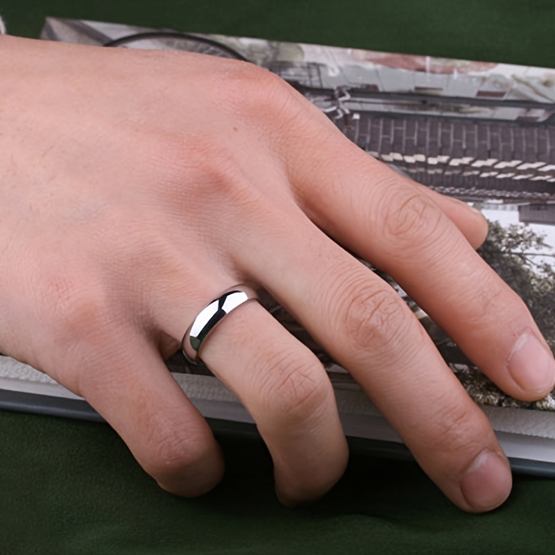 Minimalist Wedding Ring Men White Gold Simple Sleek Men's Wedding