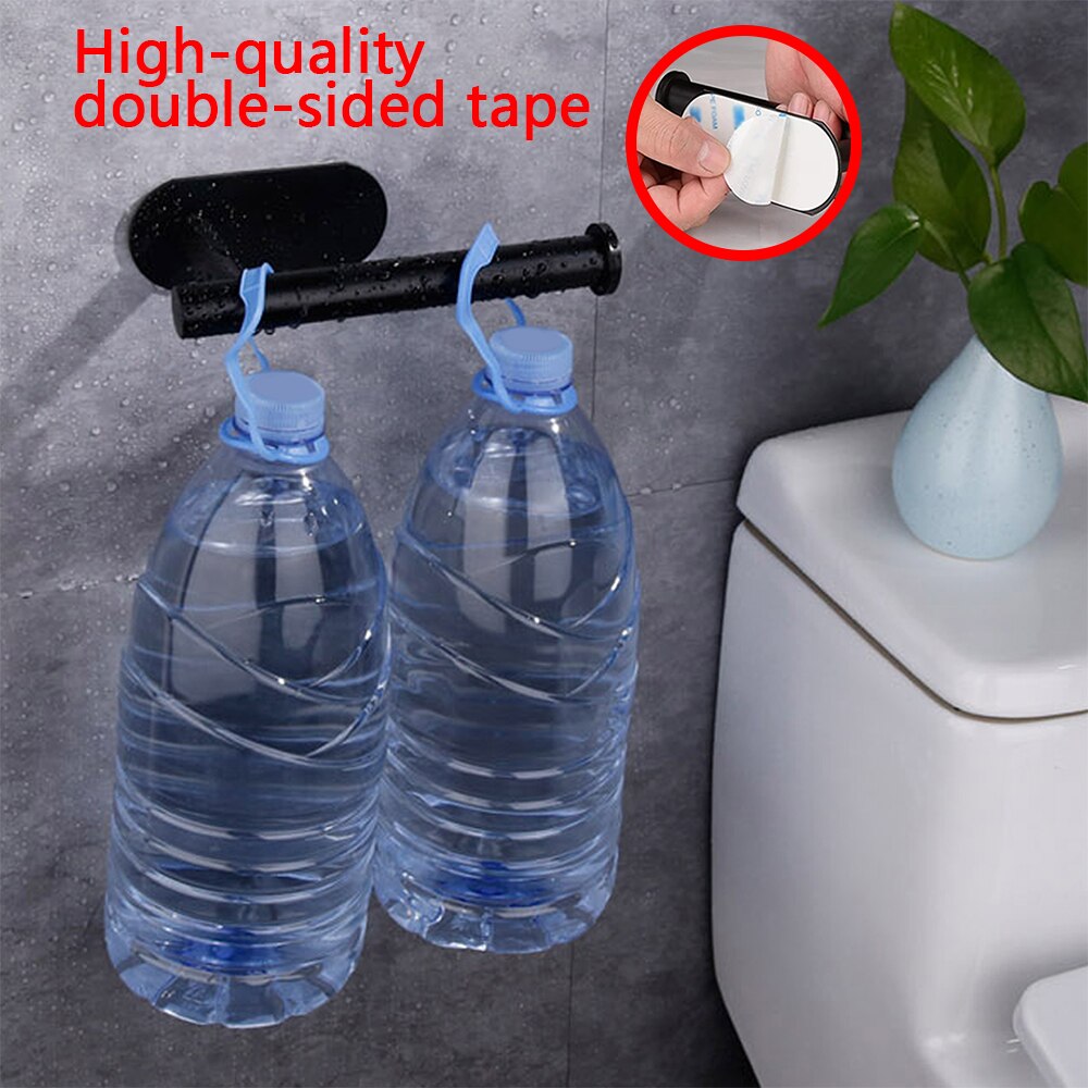 Silvery Adhesive Bottle Holder For Soap Dispenser, Drill-free