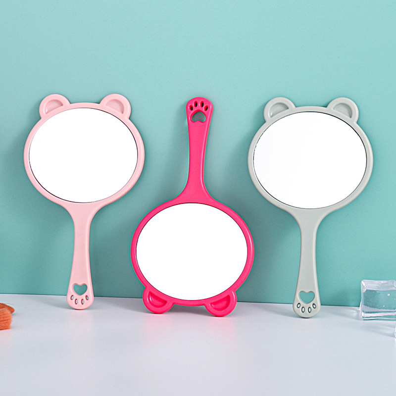 

Cute Cat Design Hand Mirror Portable Cosmetic Touch-up Mirror For Daily Makeup & Skincare Cartoon Adorable Vanity Mirror With Handle For Girls And Women