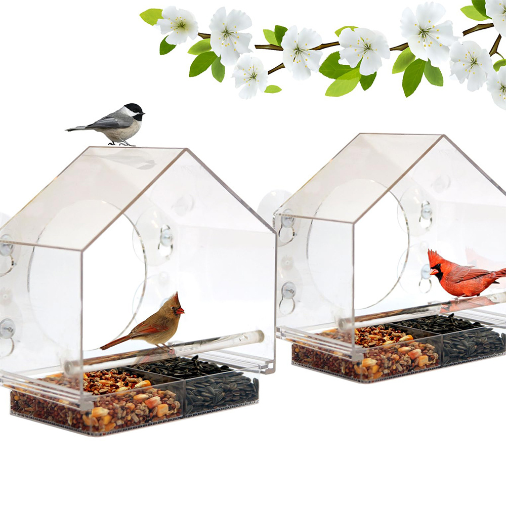 ⭐🏅mangeoire oiseaux transparente à ventouses pour fenêtre pour les oiseaux  - monchienchat