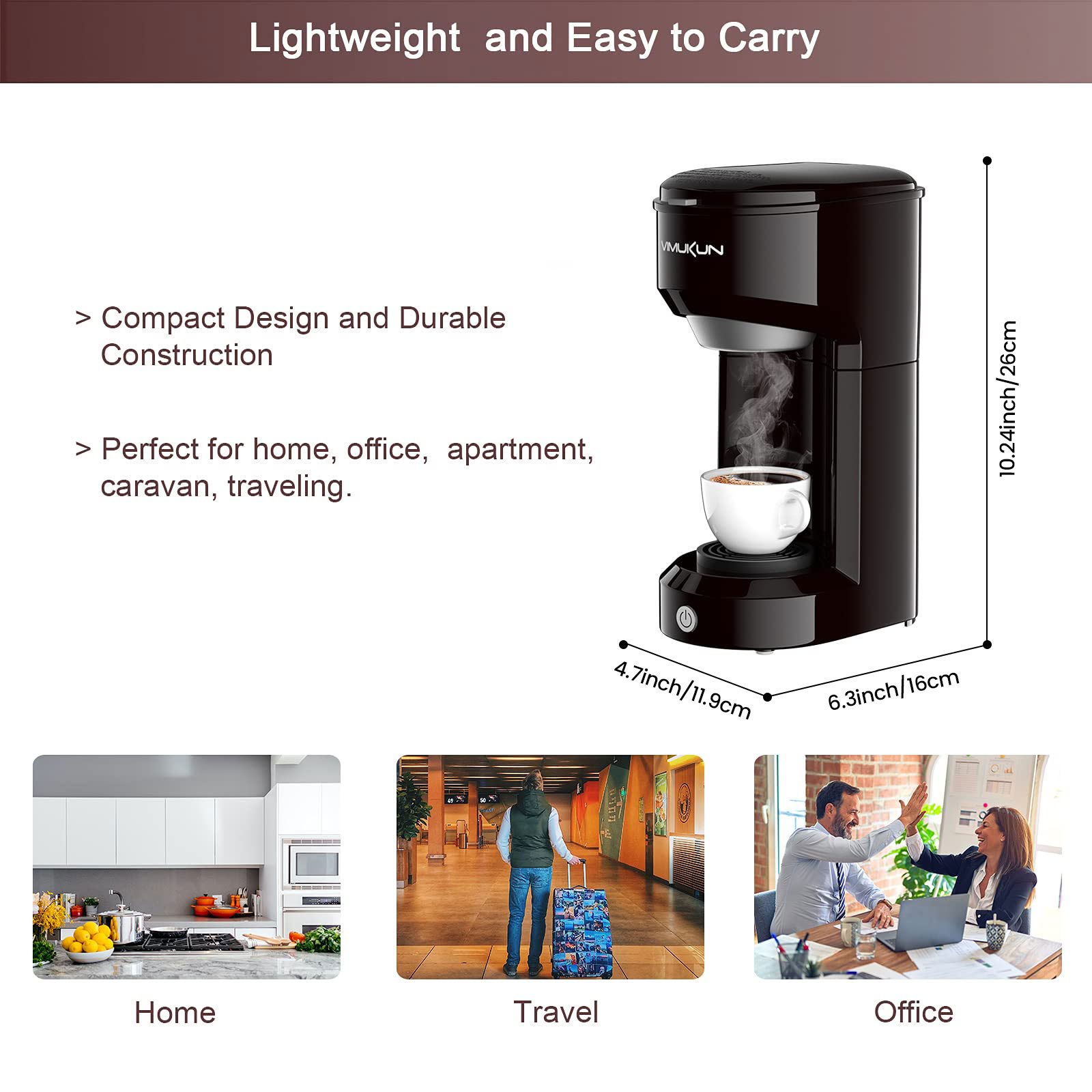 Single Serve Coffee Maker Dual Brew K Cup Capsule Ground Coffee Compact  Design
