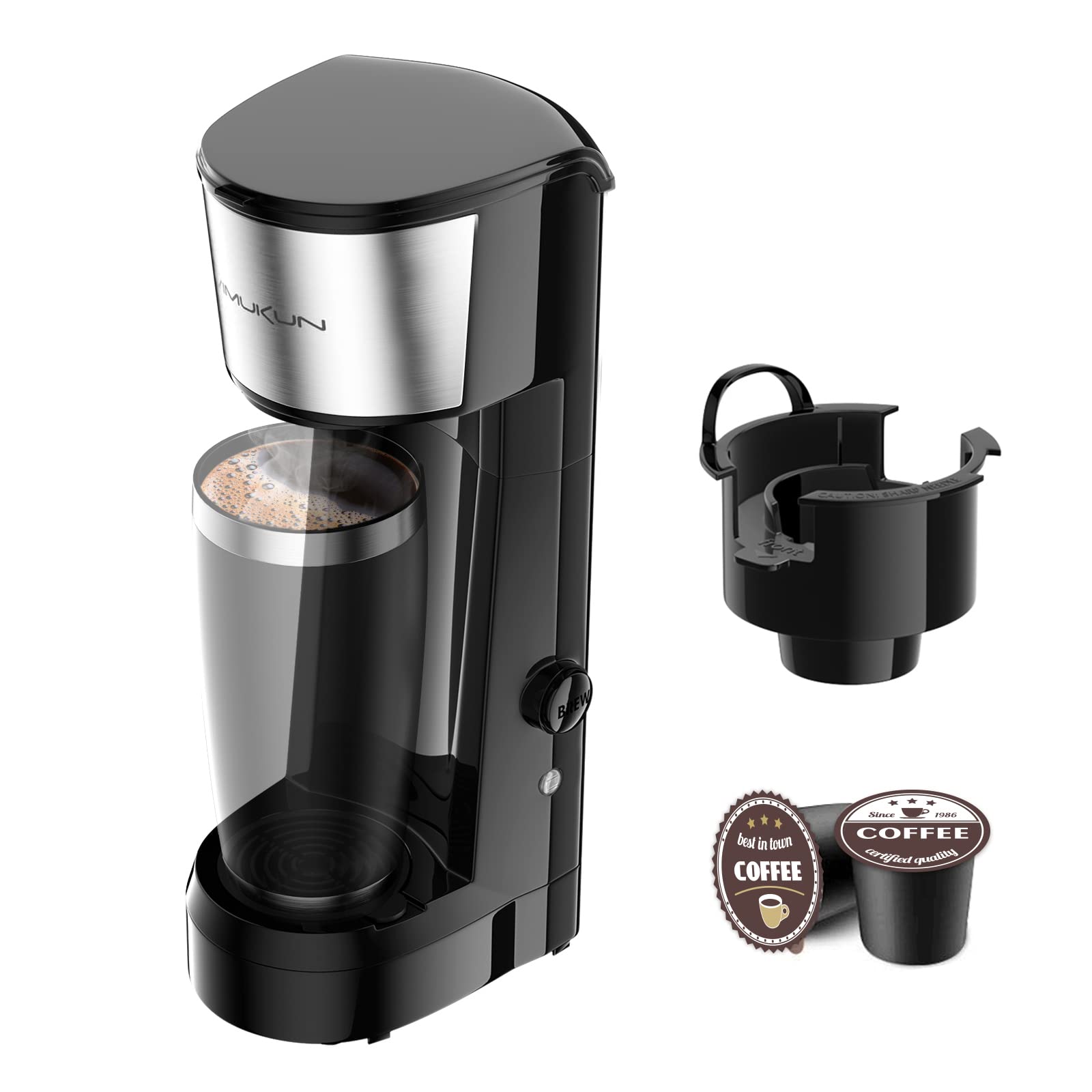 Small Coffee Maker, Single Serve Brewer for Single Cup, One-touch Control  Button with Illumination (ETL Certified) – Heynemo