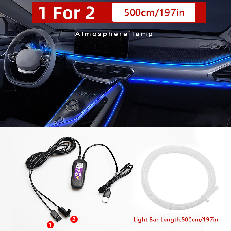 Tira de luz LED interior de coche con cable EL USB luces de