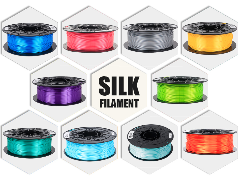 PLA Silk 3D Printer Filament, Upgrade Cardboard Spool, Silk Shiny Filament,  Dimensional Accuracy +/-0.03mm, 1.75mm, 1kg, Blue