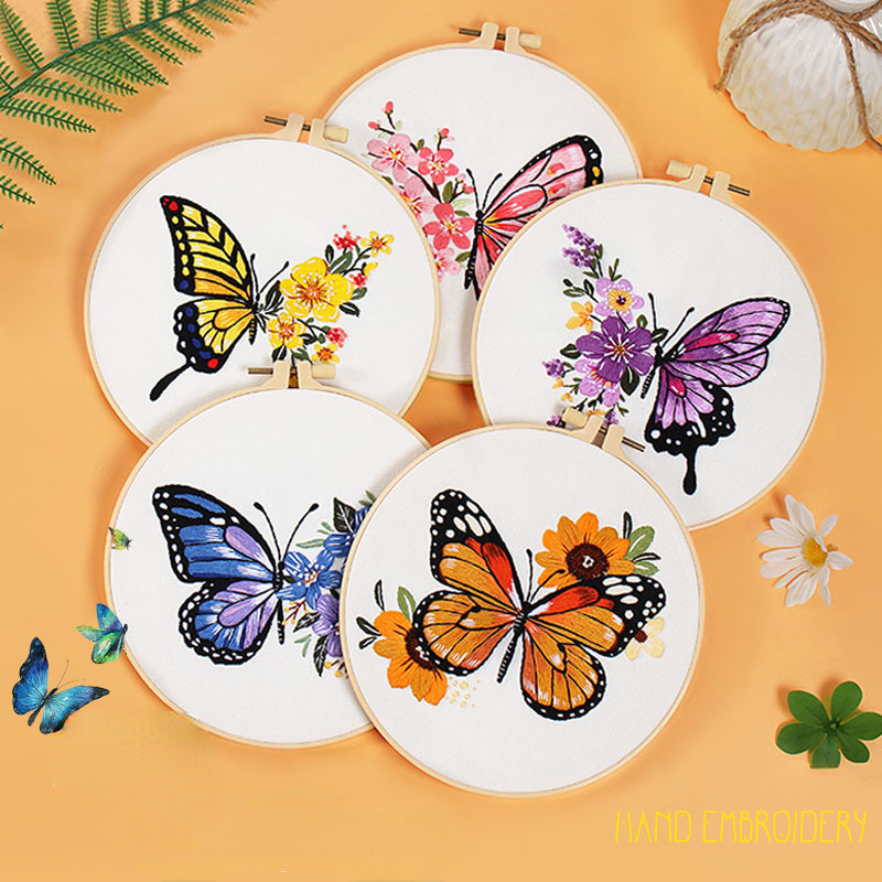 Louise Maelys Butterfly Flower Embroidery Kits Stamped Cross