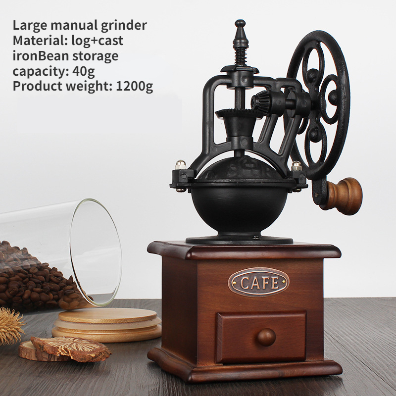 Vintage Manual Coffee Grinder, Large Wheel Cast Iron, Hand Crank Grinder,  Portable Coffee Bean Grinder, Coffeeware Accessories