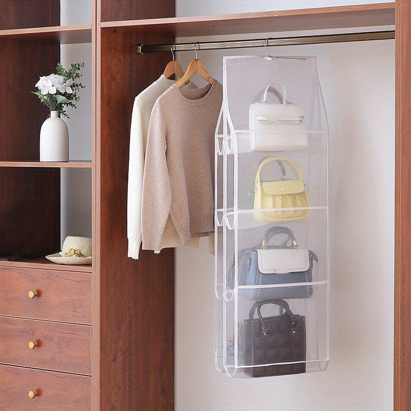 Handbag Hanging Organizer Closet Wardrobe Storage Bag Clear - Temu