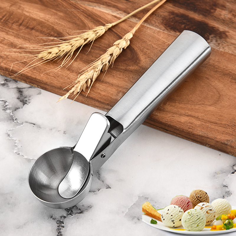 1pc Stainless Steel Ice Cream Scoop With Trigger Release Function