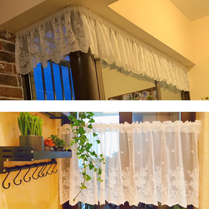 Lace Sheer Curtain Window Shade Curtain Kitchen Cafe Cabinet Door Home  Decor
