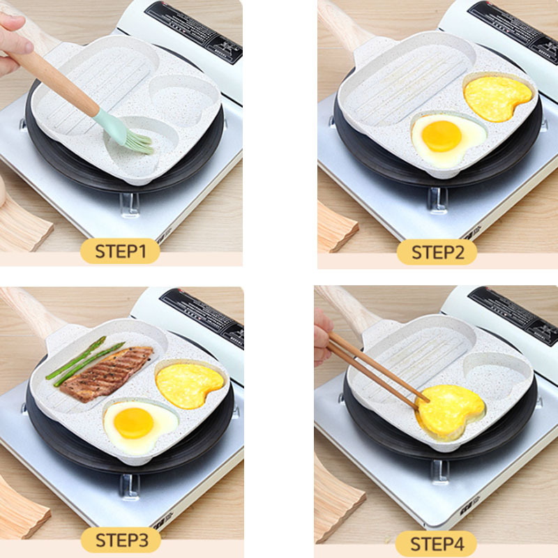 1pc Nonstick Egg Frying Pan, 3-in-1 Nonstick Pan Divided Grill