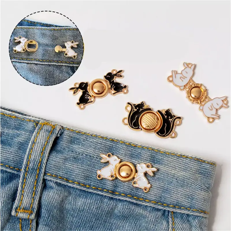 1set Butterfly Shaped Pant Waist Tightener Tighten Waist Buttons for Skirt  Pants Jeans Adjustable Waist Clip Metal Pins Clothing Accessories DIY