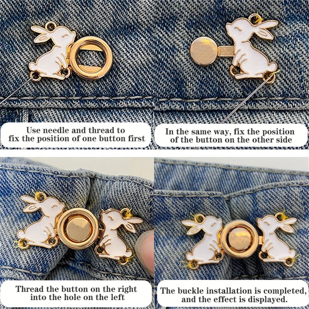 Cute Bunny Jeans Button Pins No Sew Button Extenders And - Temu