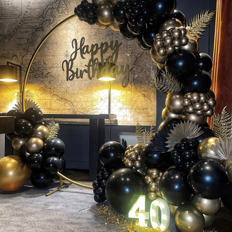 Globo de oro Arco guirnalda, globos negros, confeti, Año Nuevo, Boda,  Novia, Decoración de la fiesta de la gallina, Feliz cumpleaños Uno DIY,  Hola 30