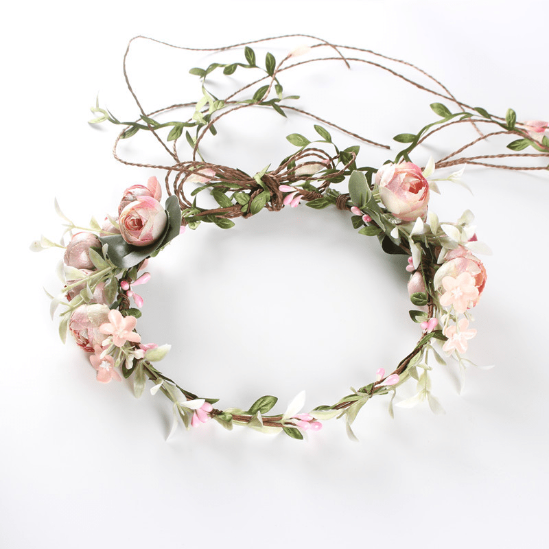 Diadema de flores artificiales, corona de flores, corona de flores, tocado  de flores, accesorios de tiara de flores, banda para el pelo nupcial