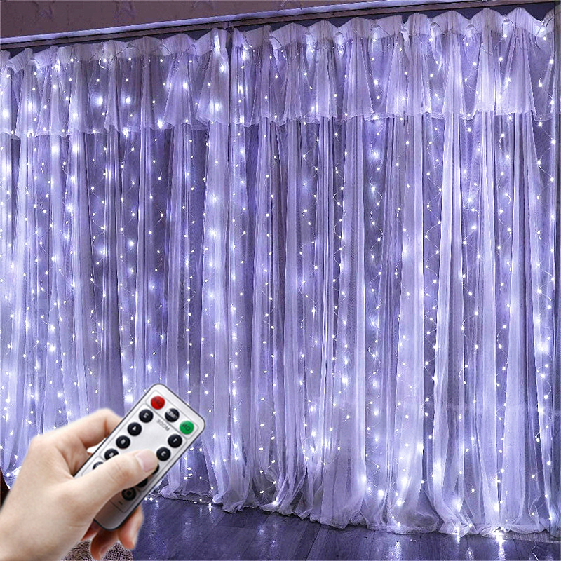 Guirlande lumineuse LED avec télécommande, 8 Modes, USB, pour rideau de  mariage, vacances, noël, décoration pour