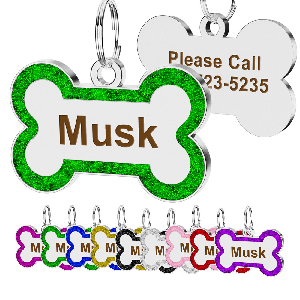 Bone Tag with Paws Personalized Pet Tag – Dog Collar Fancy