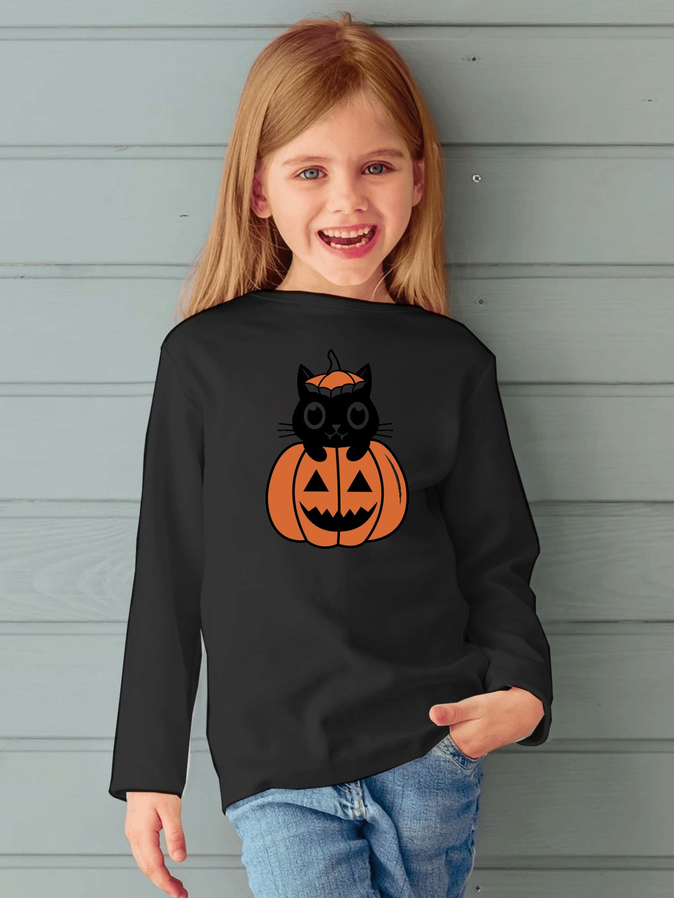 Boys Halloween Long Sleeve Pumpkin Graphic Tee