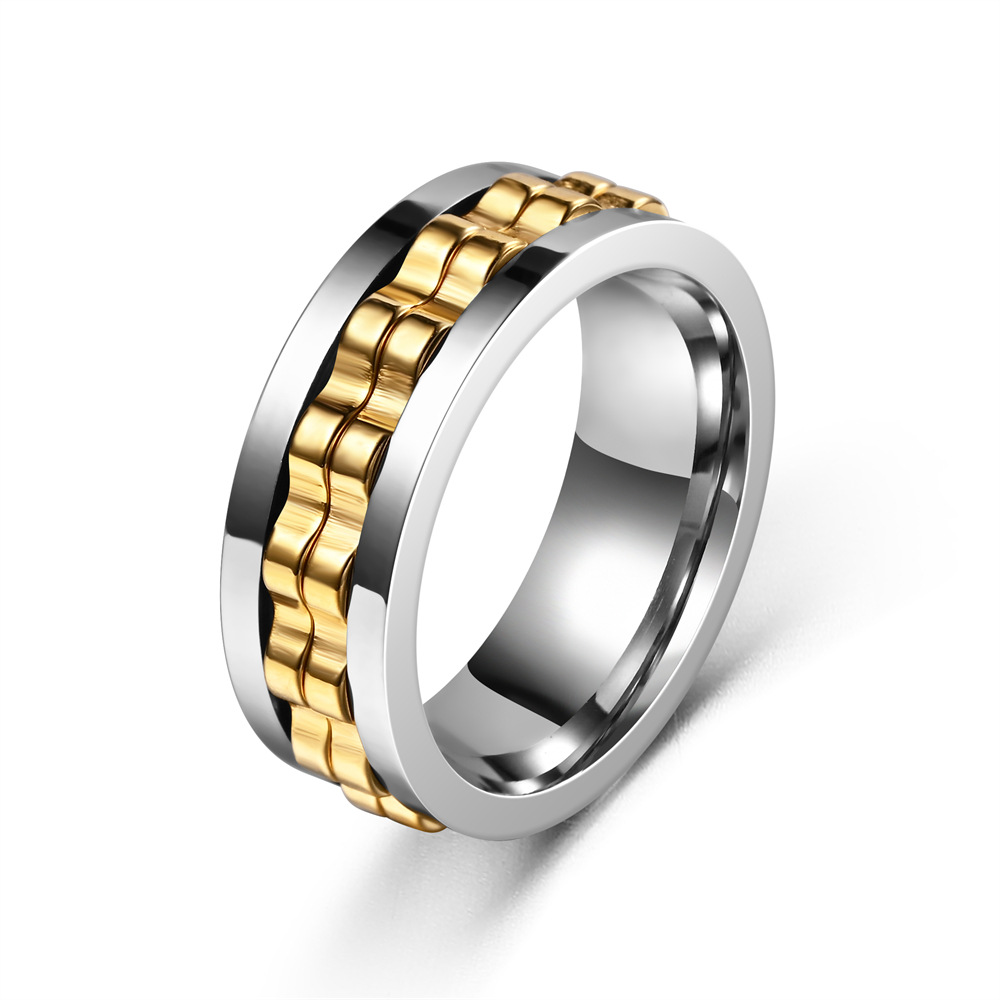 fashion new mens ring punk   stainless steel mens and womens rotatable ring mens party jewelry gift Product details 0
