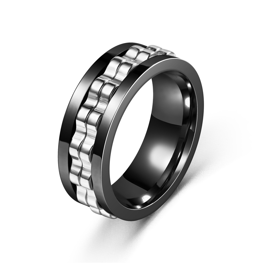 fashion new mens ring punk   stainless steel mens and womens rotatable ring mens party jewelry gift Product details 2