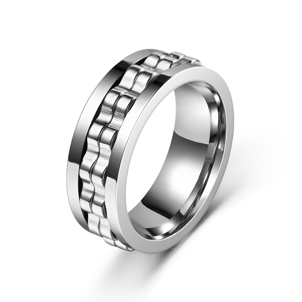 fashion new mens ring punk   stainless steel mens and womens rotatable ring mens party jewelry gift Product details 3