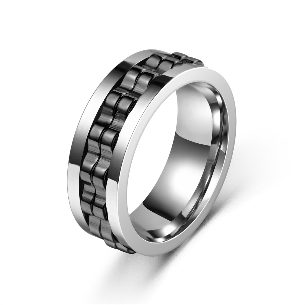fashion new mens ring punk   stainless steel mens and womens rotatable ring mens party jewelry gift Product details 6