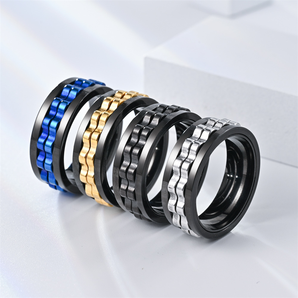 fashion new mens ring punk   stainless steel mens and womens rotatable ring mens party jewelry gift Product details 9