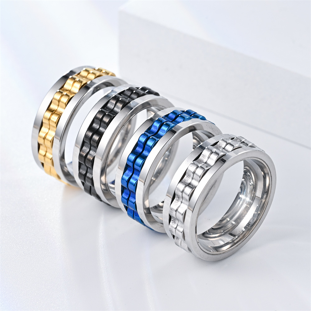 fashion new mens ring punk   stainless steel mens and womens rotatable ring mens party jewelry gift Product details 10