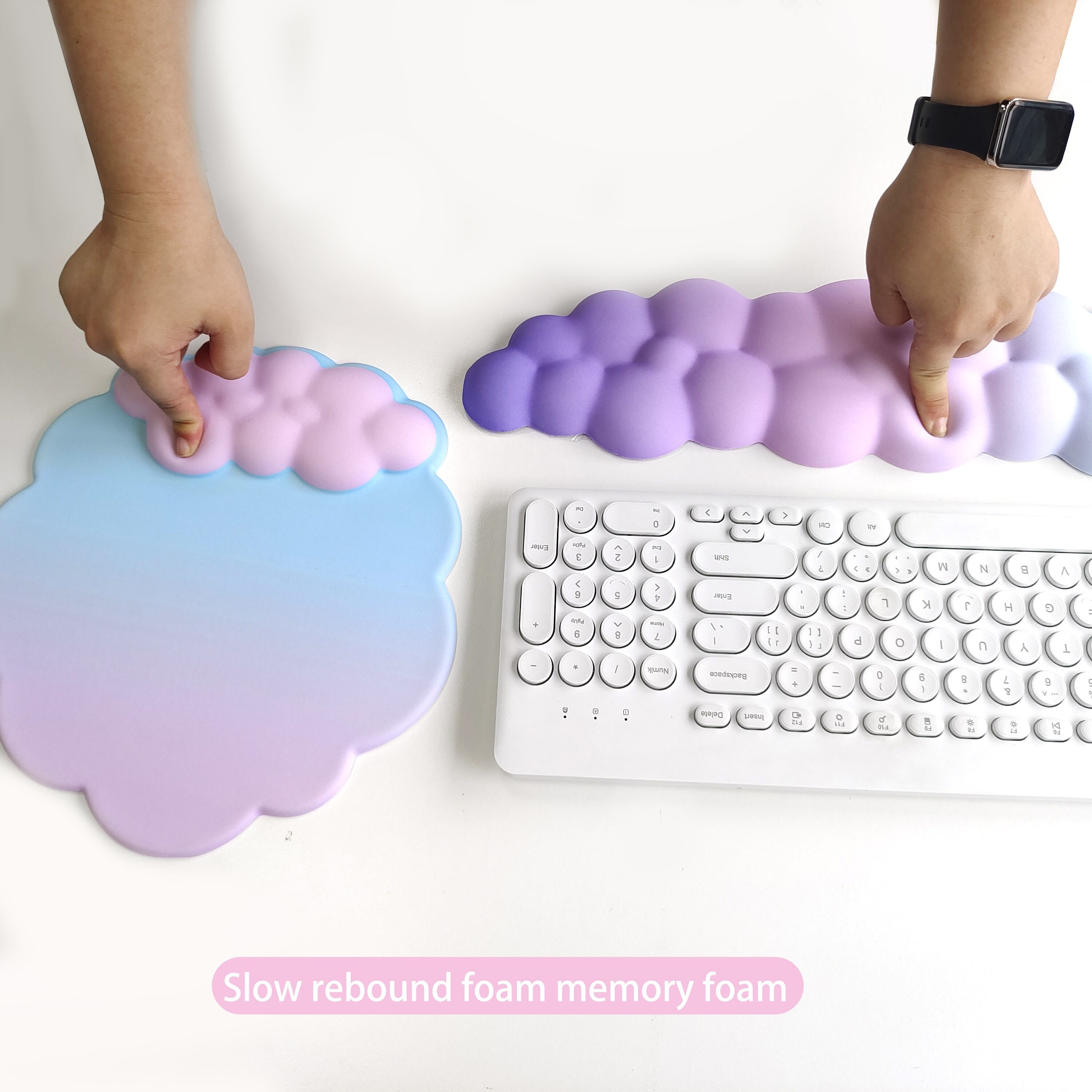 Tapis de souris Cloud, repose-poignet avec dessous de verre, tapis de  souris ergonomique en mousse à mémoire de forme, repose-poignet avec trous  de