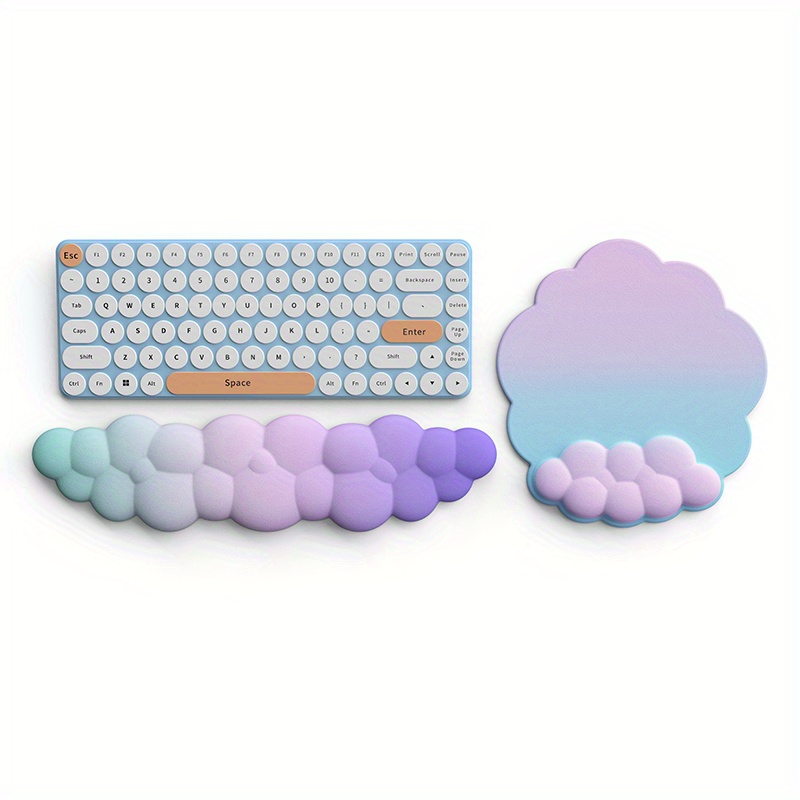 Tapis de clavier ergonomique en mousse à mémoire de forme, tapis de poignet  nuage, tapis de souris, mousse Laika, antidérapant, accessoires de bureau,  nickel é de nuage