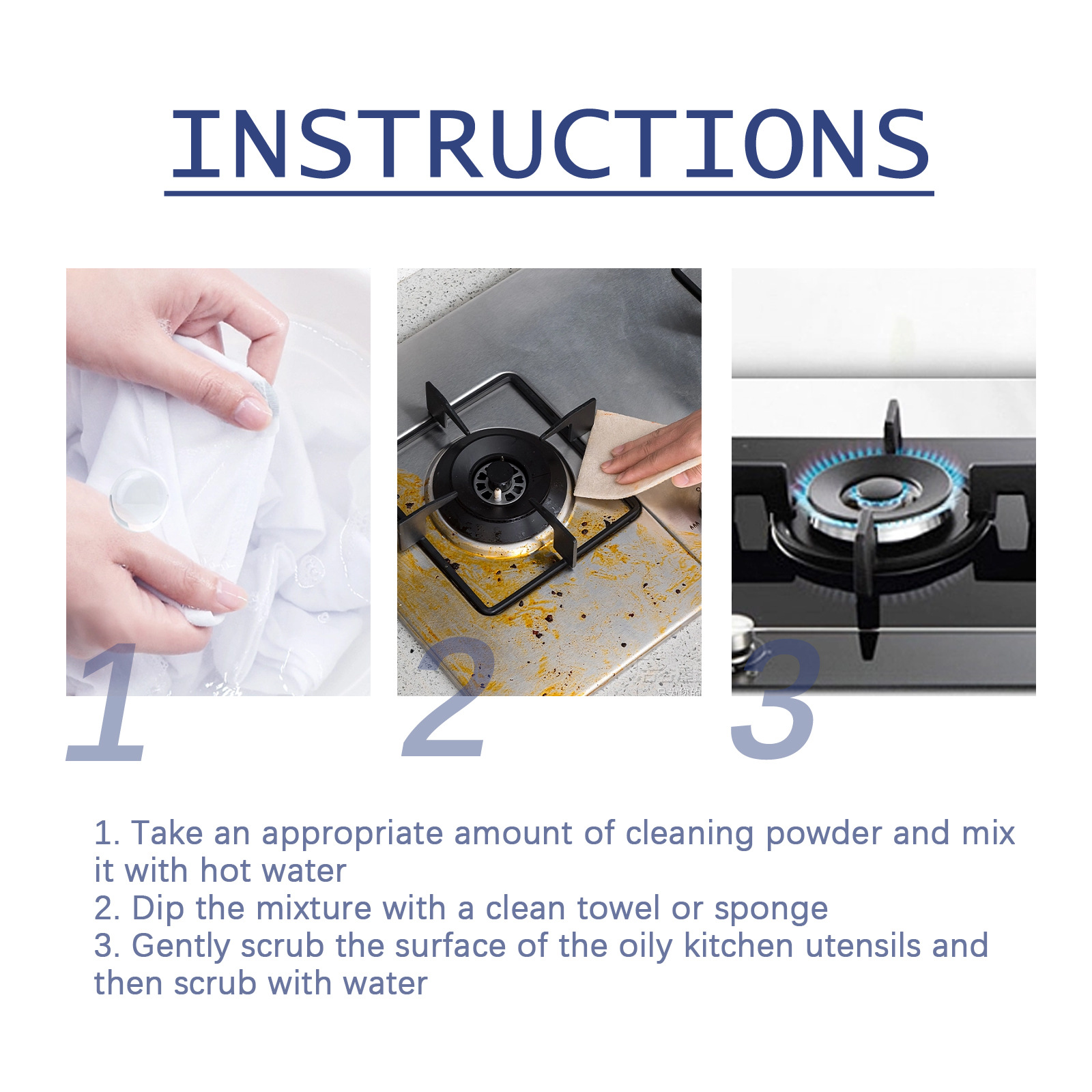 Kitchen Heavy Cleaning Powder - Stove Rust Dirt Cleaner