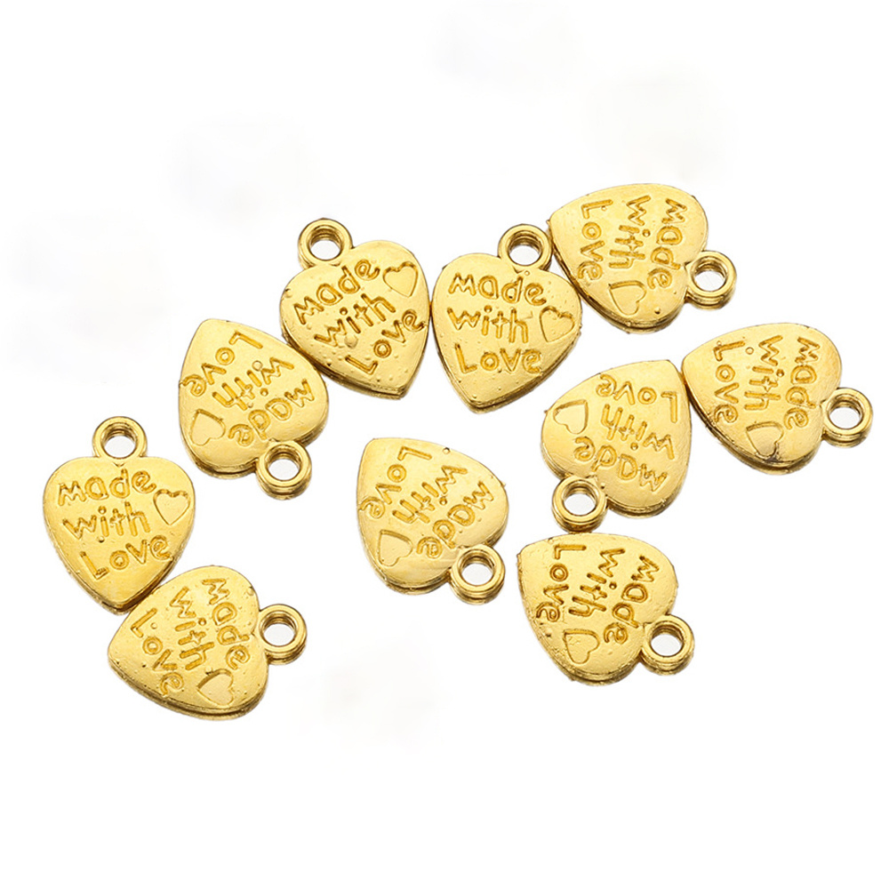 Image of 10pcs/bag Alloy Vintage Love Letter Pendant Love Heart Necklace Bracelet Pendant For Making Necklace Bracelet Accessories