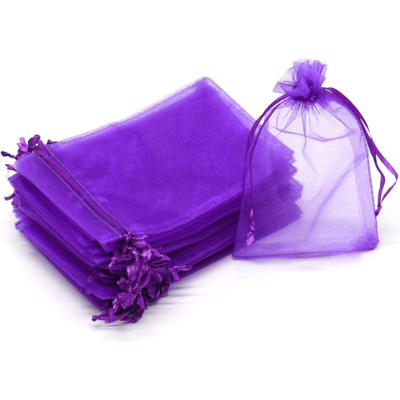 100pcs Organza Bags 2.7x3.5 inch Sheer Drawstring Gift Bags Jewelry Pouches Wedding Party Christmas Favor Gift Bags, Little Mesh Gift Pouches Mini