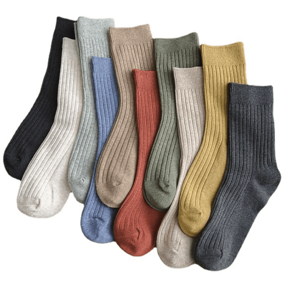 5 pairs of multicolor ribbed athletic socks vintage cozy   tube socks for daily wear womens socks