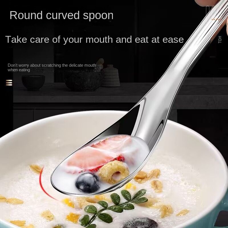 Food Grade 18/10 Stainless Steel Spoon, Children's Eating Spoon, Soup  Spoon, Meal Spoon, Long Handle Spoon, Household HY9195 for restaurant  kitchen