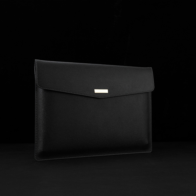 TEMU A4 Size Business Leather Document Bag, Large Capacity Pvc Storage Pouch With Magnetic Closure, Office File Organizer