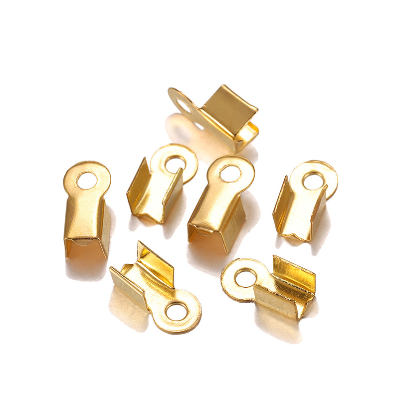 Stainless Steel Leather Cord Clasp Gold Crimp Tip End Connectors