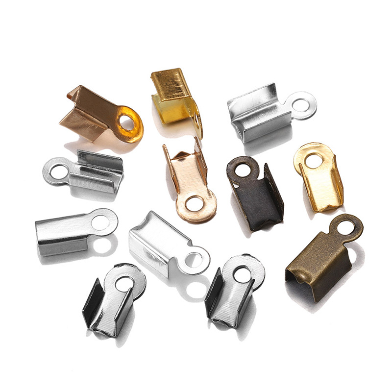 Stainless Steel Leather Cord Clasp Gold Crimp Tip End Connectors