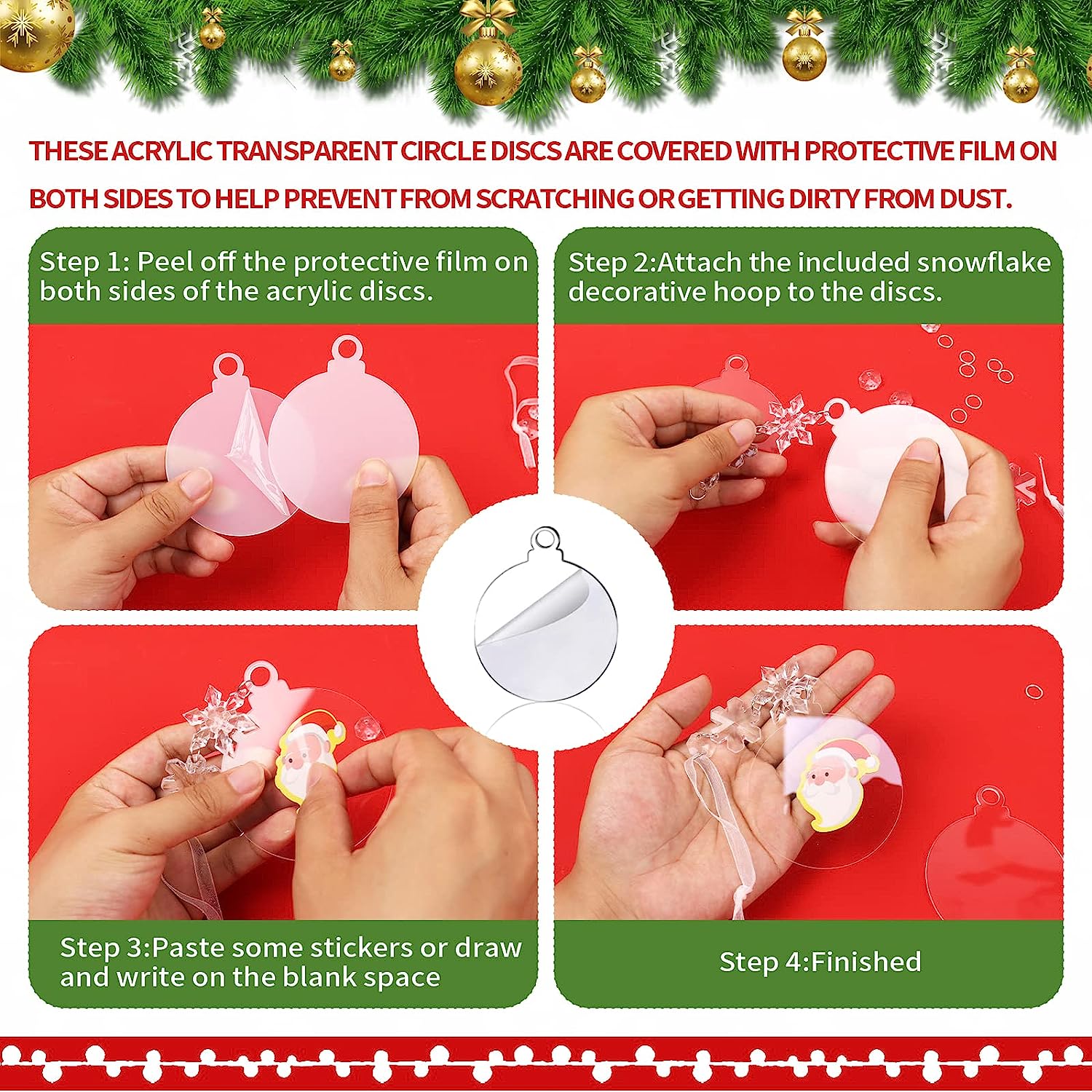 Christmas Tree Ornaments Set - Clear Acrylic Flat Disc Ornaments Diy  Christmas Crafts With Transparent Crystal Snowflakes For Christmas Winter  New Year Party Hanging Decorations - Temu United Arab Emirates