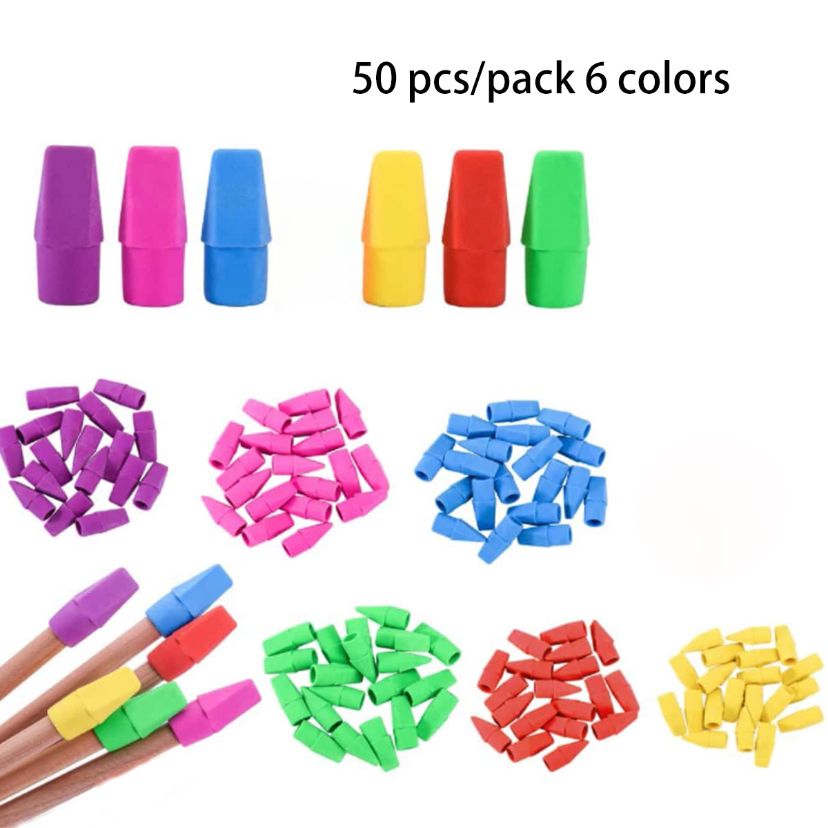 Colorful Pencil Tips Rubber Eraser Pencil Top Erasers - Temu