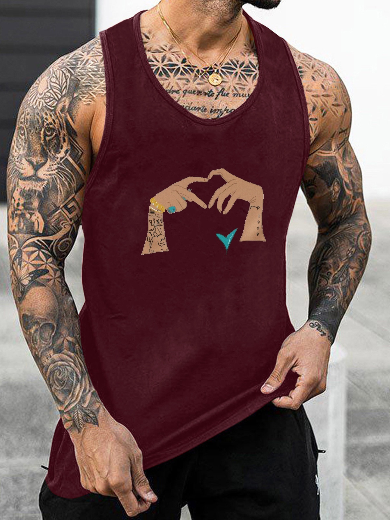 Camiseta Sin Mangas Hombre Manos Tatuadas Gráfico Gesto - Temu Chile