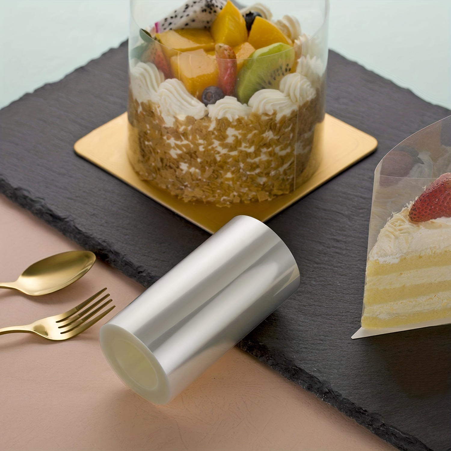  HOMPAL Cake Collars,Transparent Cake Rolls, Acetate Sheet,  Transparent Chocolate Mousse Collar Baking Surrounding Edge Decorating  Acetate Roll,Cake Decorating (4inx394in): Home & Kitchen