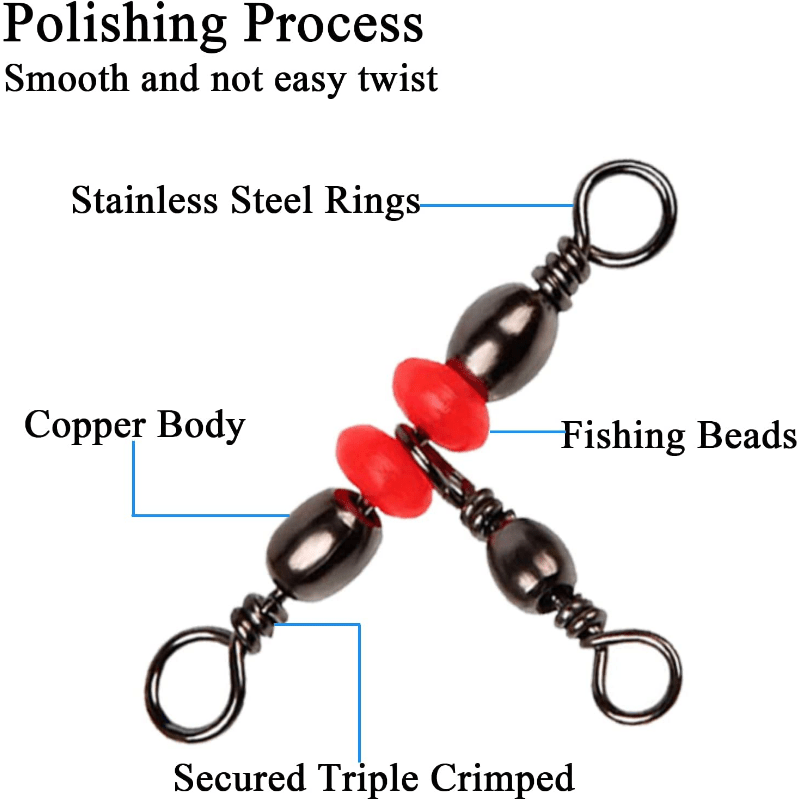 10/20pcs Metal T-shaped 3-Way Swivel Ring, Fishing Line Hook Connector,  Fishing Accessories