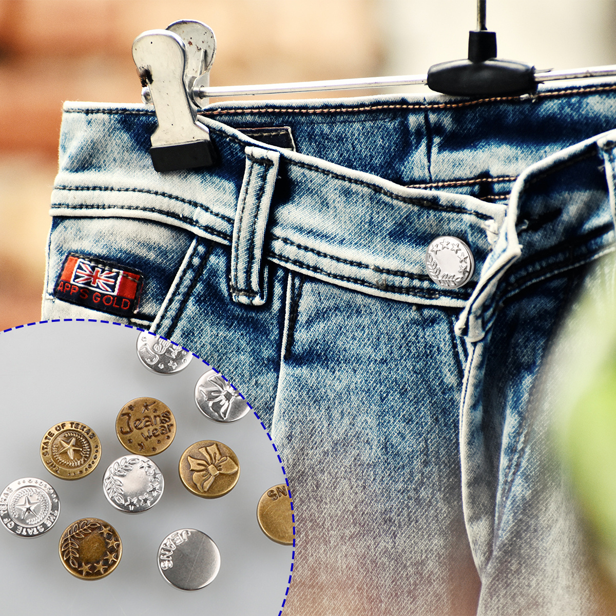 16 Sets Of Button Pin Jeans, Seamless Fit, Detachable Pants Button Pins,  Jeans Buttons