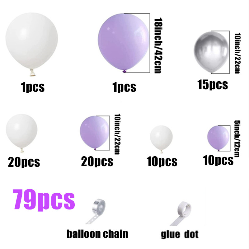 79pcs Nouveau Élégant Violet Blanc Ballon Arche Guirlandes - Temu Belgium