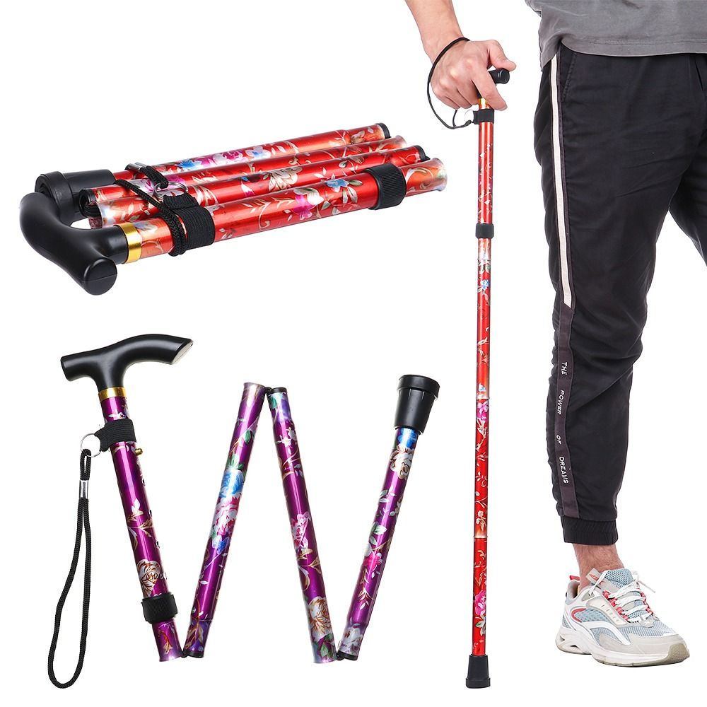 Telescopic Walking Sticks Collapsible Cane Portable Folding Hiking Trekking  Poles For Men Women Elderly, High-quality & Affordable