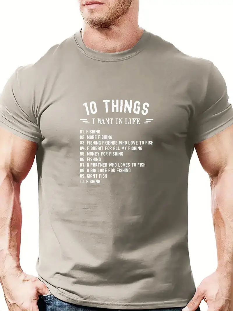 Plus Size Men's 10 Things I Want In Life Graphic Print T - Temu