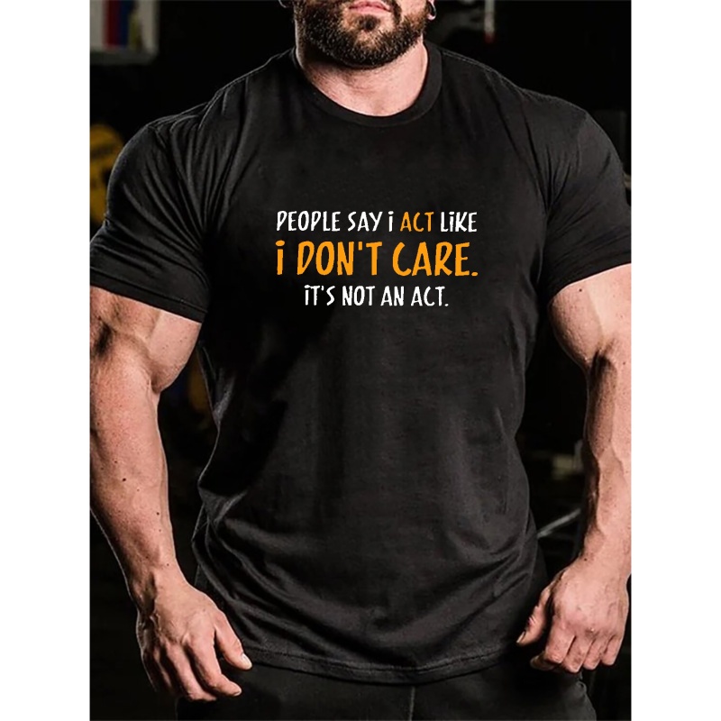 

Plus Size Men's "i Don't Care" Graphic Print T-shirt Short Sleeve Tees For Big & Tall Males