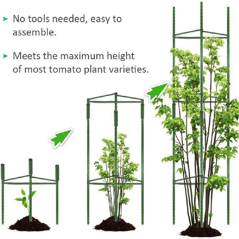 E-shop 1 Pack Tomatenständer, bis zu 51 Zoll Pflanzenstützen Gemüsegitter für Garten Kletterpflanzen Gemüse Blumen